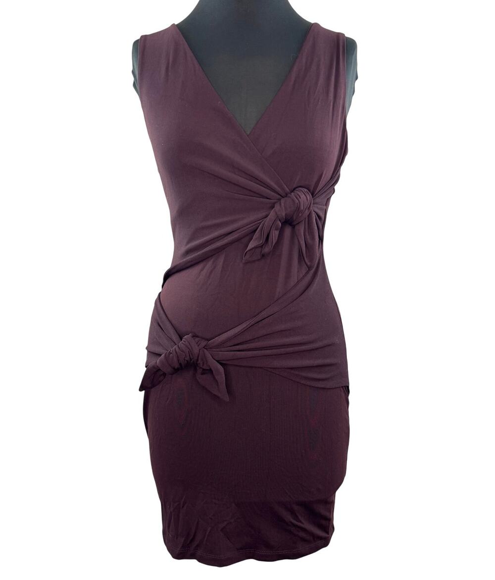 SUSANA MONACO Purple Dress Stretch Sleeveless Knot Tie Party Size Small S NEW